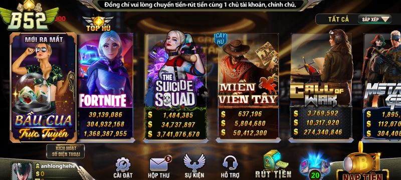 Hướng dẫn cách chơi game đơn giản trên B52